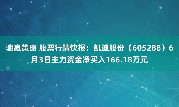驰赢策略 股票行情快报：凯迪股份（605288）6月3日主力资金净买入166.18万元