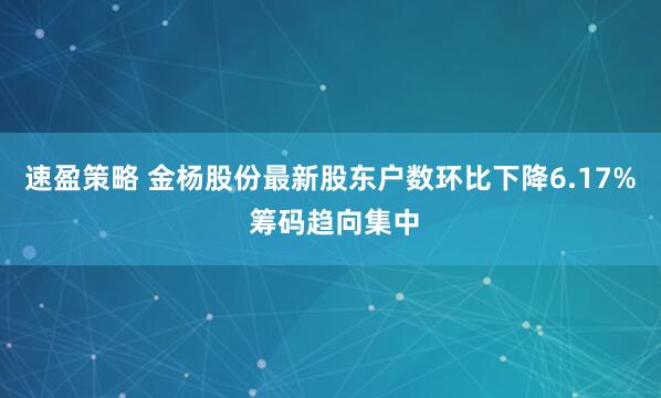 速盈策略 金杨股份最新股东户数环比下降6.17% 筹码趋向集中