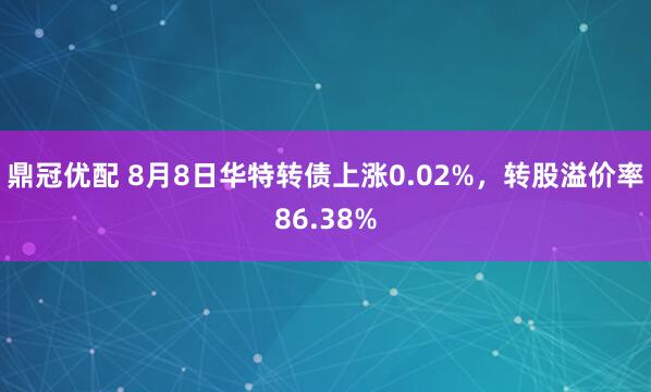 鼎冠优配 8月8日华特转债上涨0.02%，转股溢价率86.38%