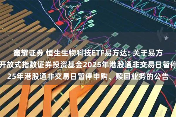 鑫耀证券 恒生生物科技ETF易方达: 关于易方达恒生生物科技交易型开放式指数证券投资基金2025年港股通非交易日暂停申购、赎回业务的公告